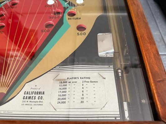 1934 California Games Inc Rebound Pinball Machine Image