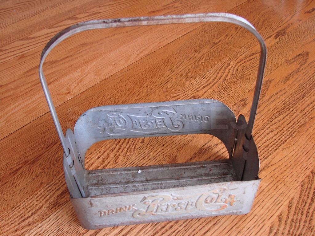 1940's Pepsi Double Dot Metal 6 Pack Bottle Carrier - Garwood NJ