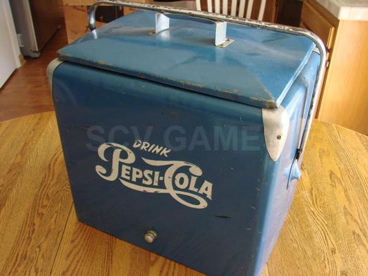 1950's Pepsi Ice Chest Cooler with Orginal Box Image