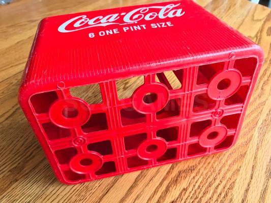 1960s hard plastic Coca-Cola six One Pint Size handled carrier Image