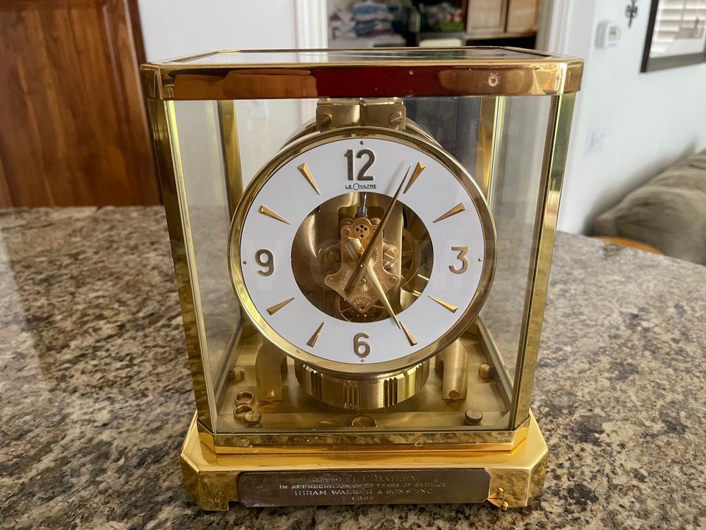 1960's Jaeger Lecoultre Atmos Clock Brass Swiss Made 15 Jewels