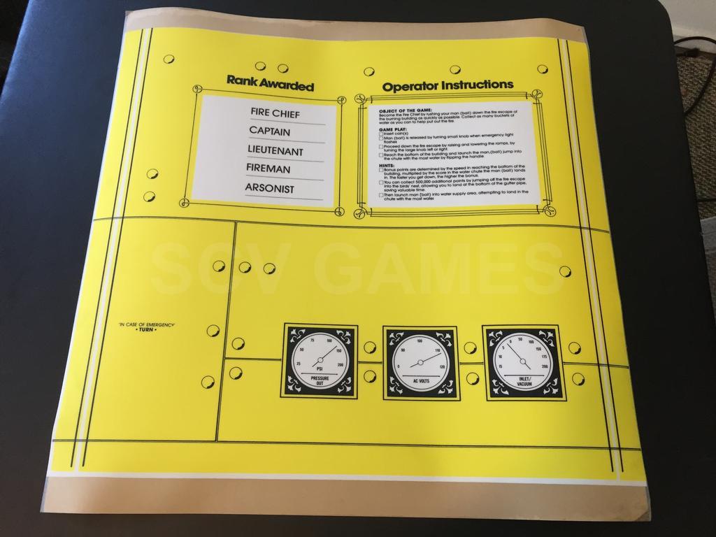 1984 Fire Escape NOS Control Panel Overlay