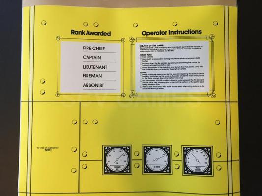 1984 Fire Escape NOS Control Panel Overlay Image