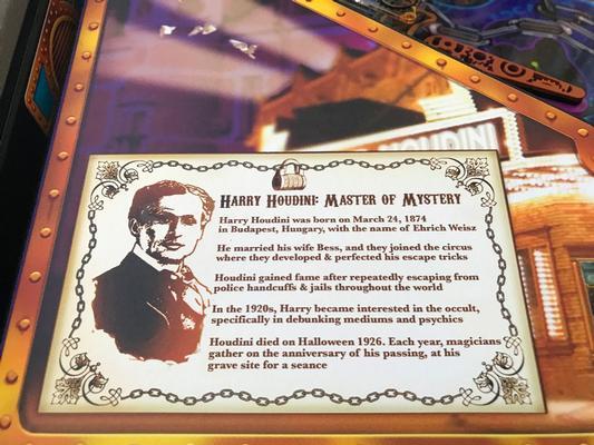 2018 American Pinball Inc Houdini Master of Mystery Image