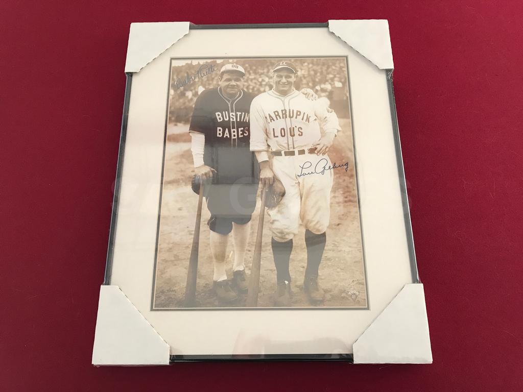 Babe Ruth & Lou Gehrig Bustin Babes and Larrupin' Lou's Yankees 13x16 Custom Framed Photo-Lithograph Display