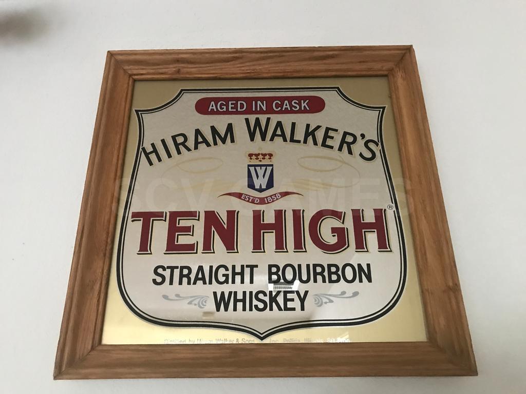 Hiram Walker's Ten High Vintage Oak Framed Bar Mirror