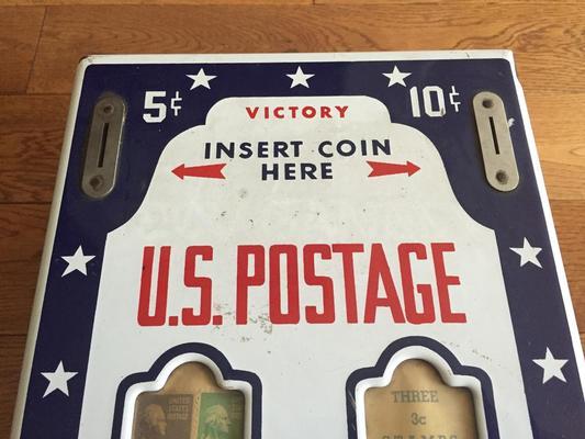 Vintage Hanging US Postage Stamp Machine with Uncle Sam Image